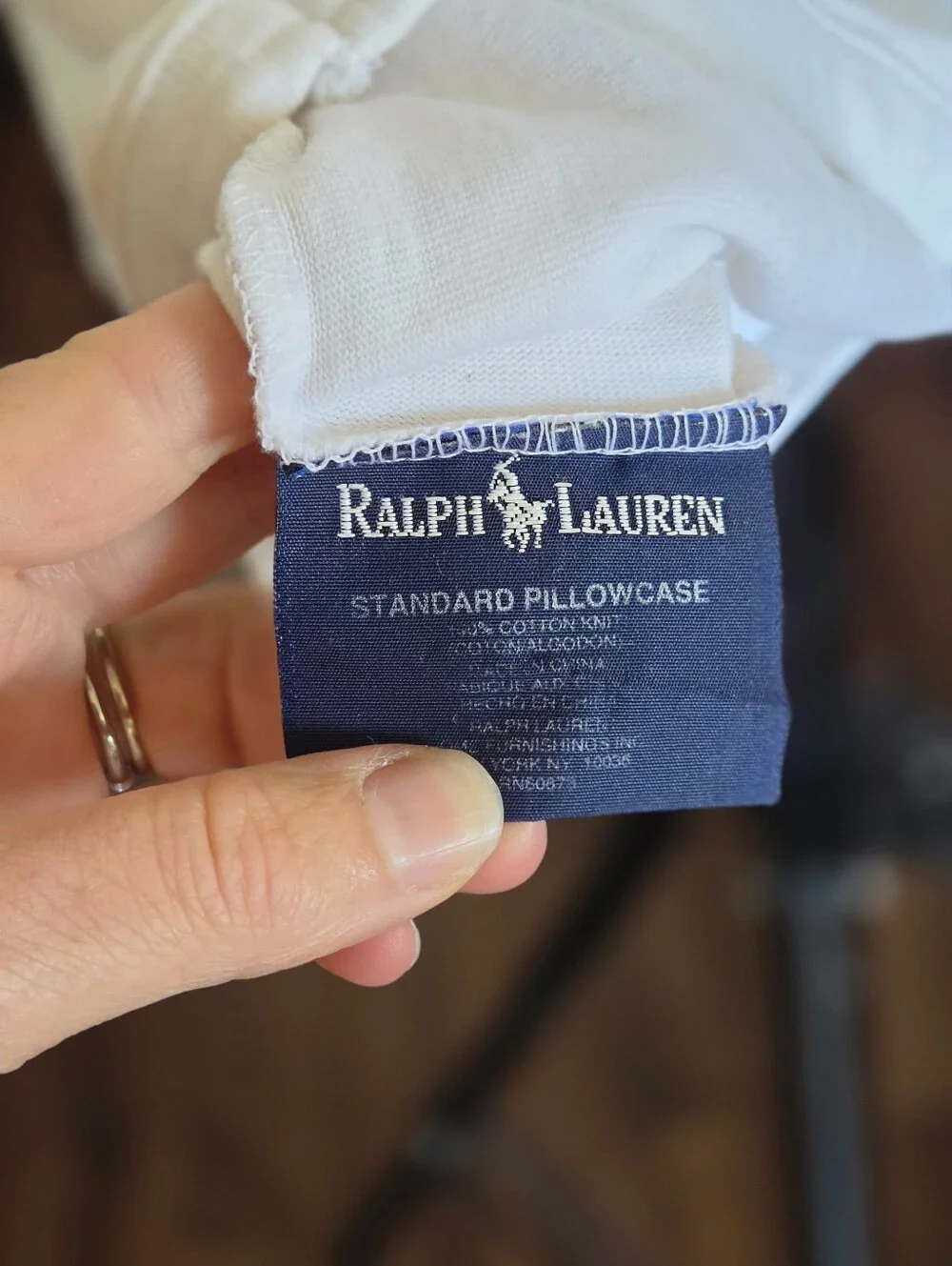 Ralph Lauren VTG 90s White Jersey Cotton Standard Pillowcase with Airplane